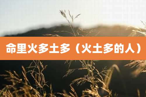 命里火多土多(火土多的人)