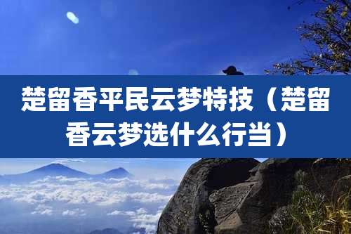 楚留香平民云梦特技（楚留香云梦选什么行当）