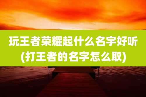 玩王者荣耀起什么名字好听(打王者的名字怎么取)