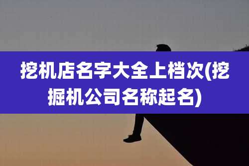 挖机店名字大全上档次(挖掘机公司名称起名)