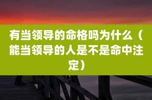 有当领导的命格吗为什么（能当领导的人是不是命中注定）