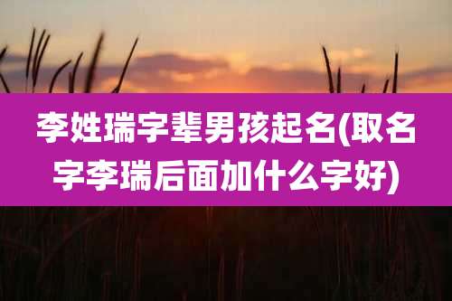 李姓瑞字辈男孩起名(取名字李瑞后面加什么字好)