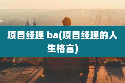 项目经理 ba(项目经理的人生格言)