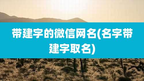 带建字的微信网名(名字带建字取名)
