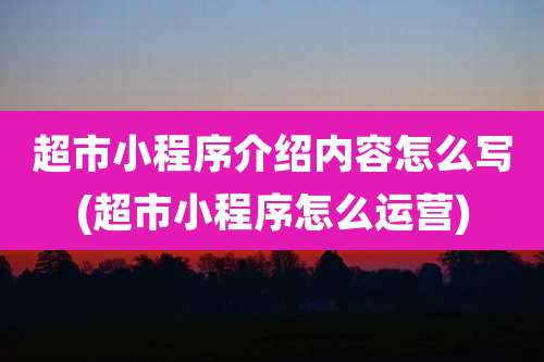 超市小程序介绍内容怎么写(超市小程序怎么运营)