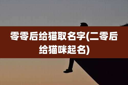 零零后给猫取名字(二零后给猫咪起名)