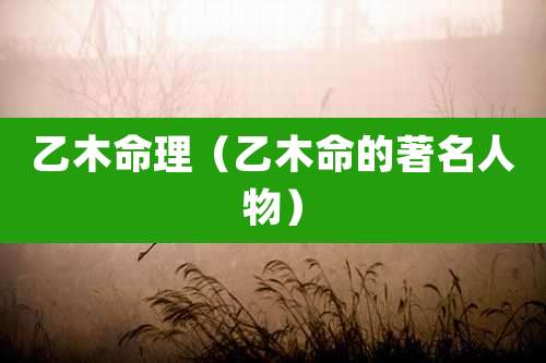 乙木命理（乙木命的著名人物）