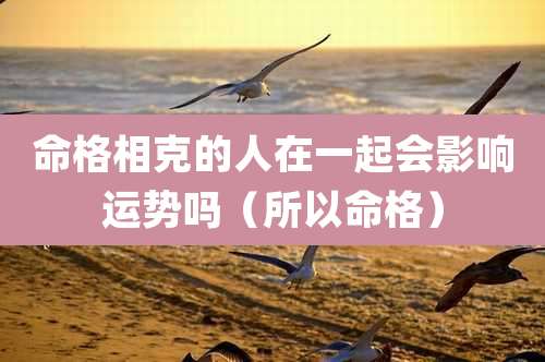 命格相克的人在一起会影响运势吗(所以命格)