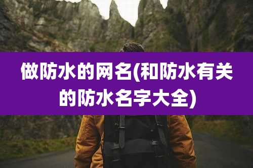 做防水的网名(和防水有关的防水名字大全)