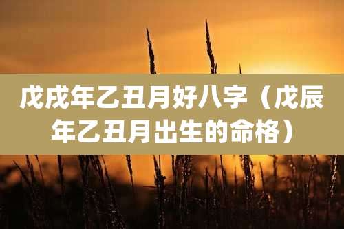 戊戌年乙丑月好八字（戊辰年乙丑月出生的命格）