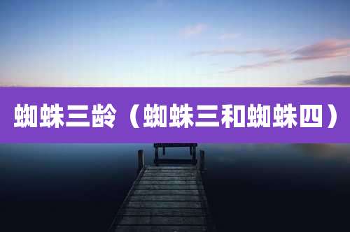 蜘蛛三龄（蜘蛛三和蜘蛛四）