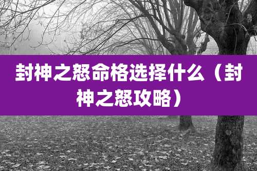 封神之怒命格选择什么（封神之怒攻略）