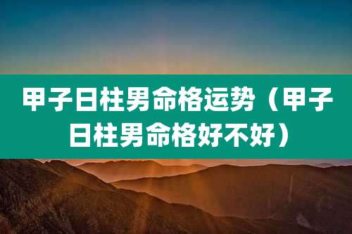 甲子日柱男命格运势（甲子日柱男命格好不好）