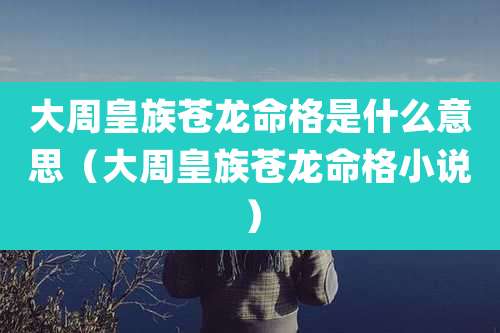 大周皇族苍龙命格是什么意思（大周皇族苍龙命格小说）