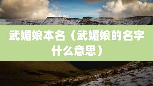 武媚娘本名（武媚娘的名字什么意思）