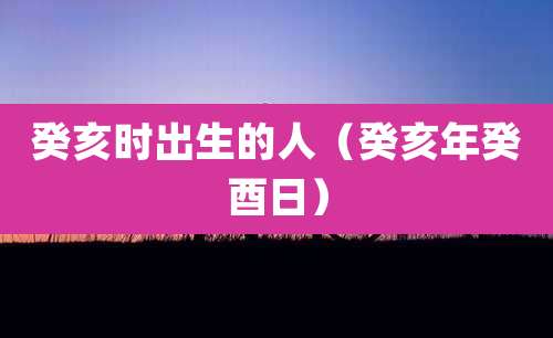 癸亥时出生的人（癸亥年癸酉日）