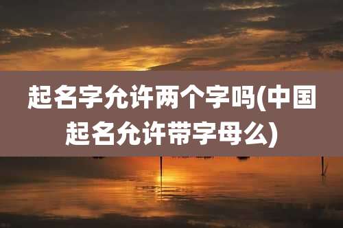 起名字允许两个字吗(中国起名允许带字母么)