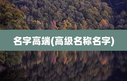 名字高端(高级名称名字)