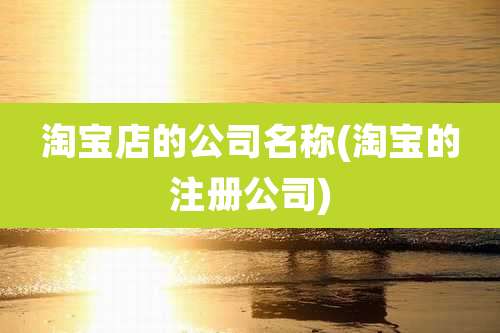 淘宝店的公司名称(淘宝的注册公司)