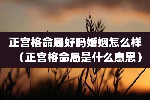 正宫格命局好吗婚姻怎么样（正宫格命局是什么意思）