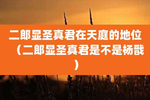 二郎显圣真君在天庭的地位（二郎显圣真君是不是杨戬）
