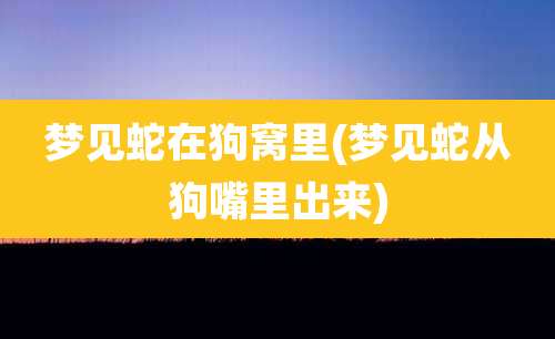 梦见蛇在狗窝里(梦见蛇从狗嘴里出来)