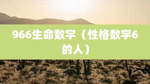 966生命数字(性格数字6的人)