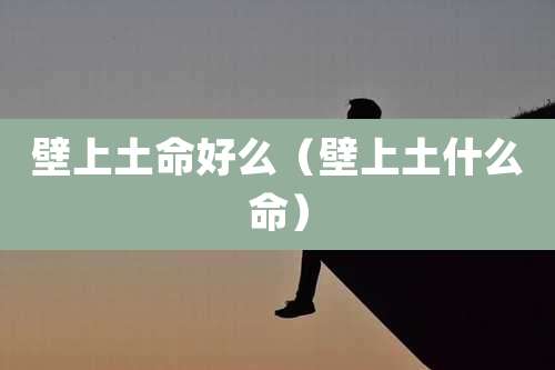 壁上土命好么(壁上土什么命)