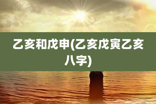 乙亥和戊申(乙亥戊寅乙亥八字)