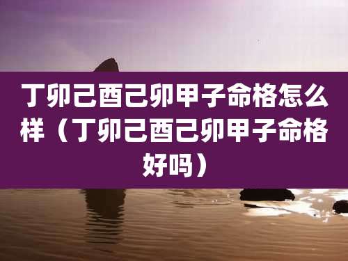 丁卯己酉己卯甲子命格怎么样(丁卯己酉己卯甲子命格好吗)