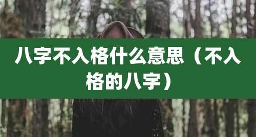 八字不入格什么意思(不入格的八字)
