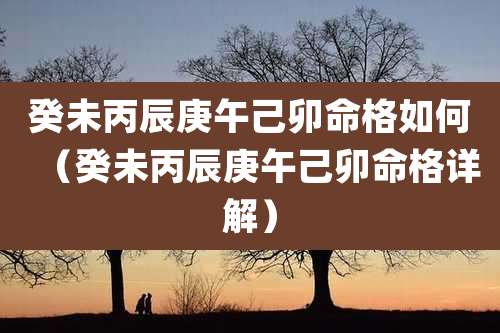 癸未丙辰庚午己卯命格如何（癸未丙辰庚午己卯命格详解）