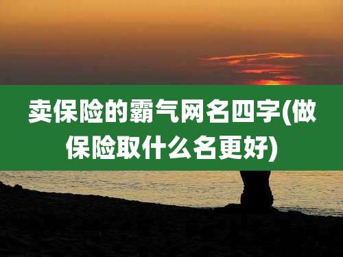 卖保险的霸气网名四字(做保险取什么名更好)