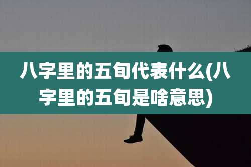 八字里的五旬代表什么(八字里的五旬是啥意思)