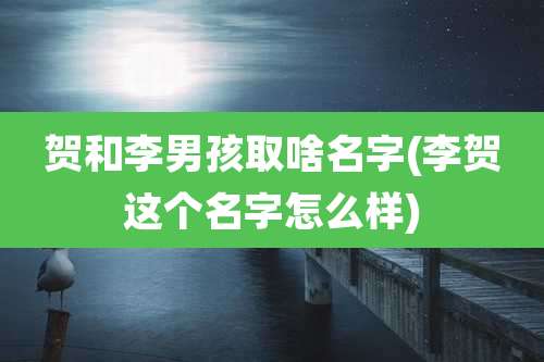 贺和李男孩取啥名字(李贺这个名字怎么样)