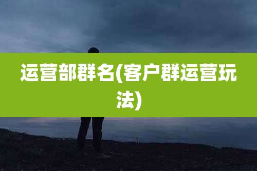 运营部群名(客户群运营玩法)
