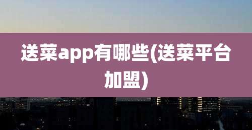 送菜app有哪些(送菜平台加盟)