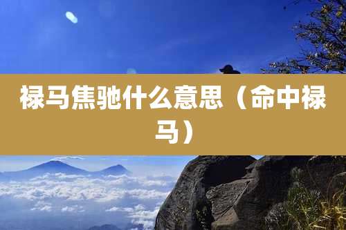 禄马焦驰什么意思(命中禄马)