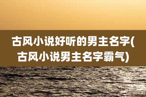 古风小说好听的男主名字(古风小说男主名字霸气)