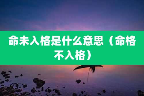 命未入格是什么意思（命格不入格）