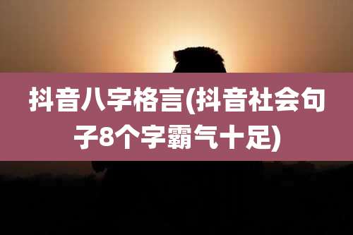 抖音八字格言(抖音社会句子8个字霸气十足)