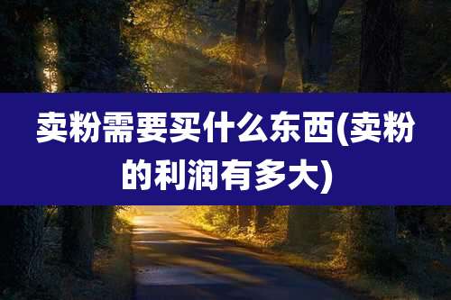 卖粉需要买什么东西(卖粉的利润有多大)