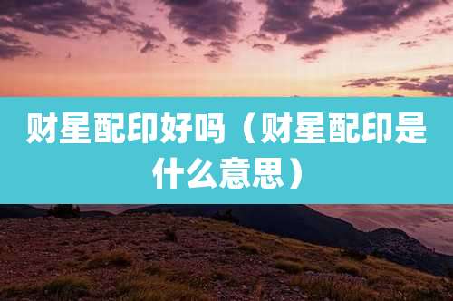 财星配印好吗(财星配印是什么意思)