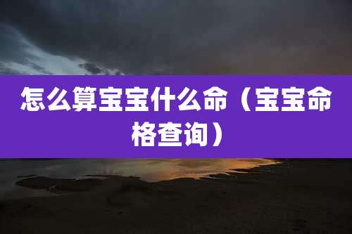 怎么算宝宝什么命(宝宝命格查询)