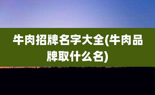 牛肉招牌名字大全(牛肉品牌取什么名)