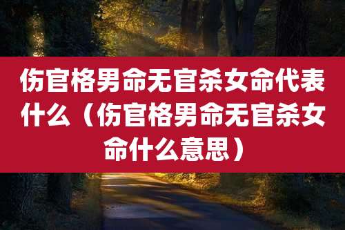 伤官格男命无官杀女命代表什么(伤官格男命无官杀女命什么意思)