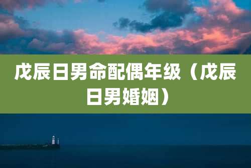 戊辰日男命配偶年级(戊辰日男婚姻)