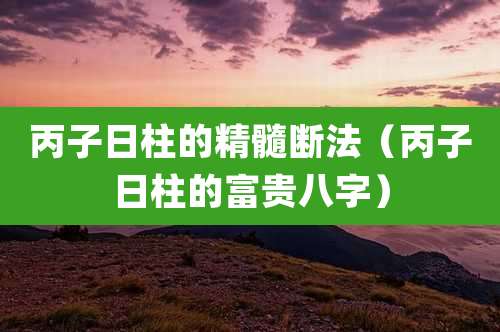 丙子日柱的精髓断法(丙子日柱的富贵八字)