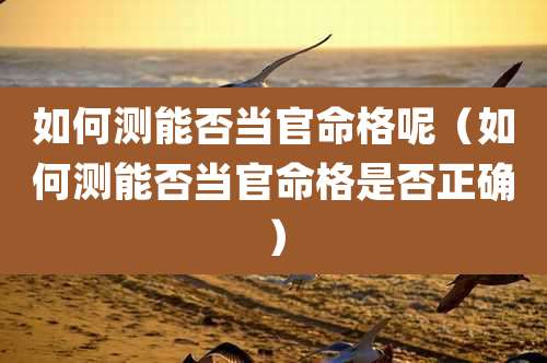 如何测能否当官命格呢（如何测能否当官命格是否正确）