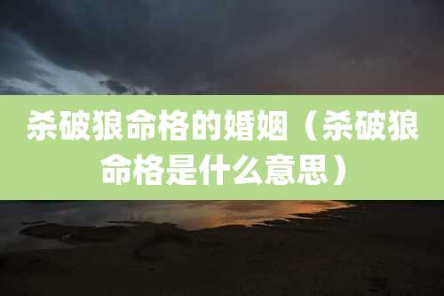 杀破狼命格的婚姻(杀破狼命格是什么意思)